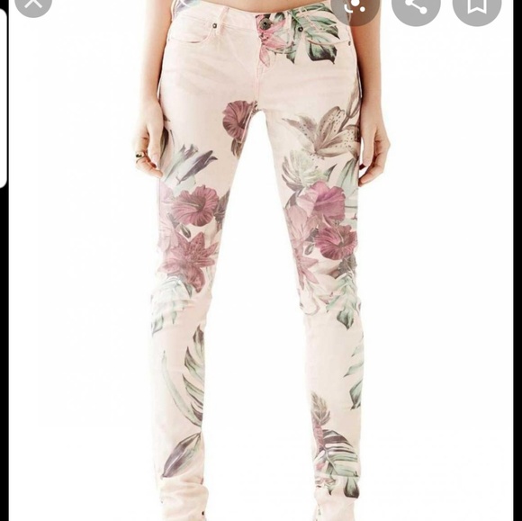 Guess Size 30 Peach Floral Jeggings - Picture 2 of 8